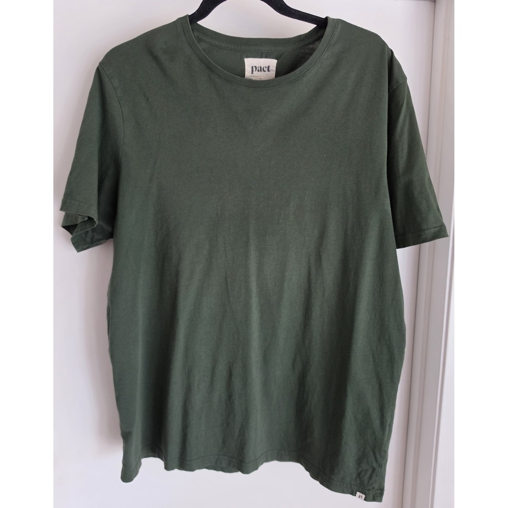 Pact Mens T-Shirt Size L Green Short Sleeve Organic Cotton Tee Top Shirt